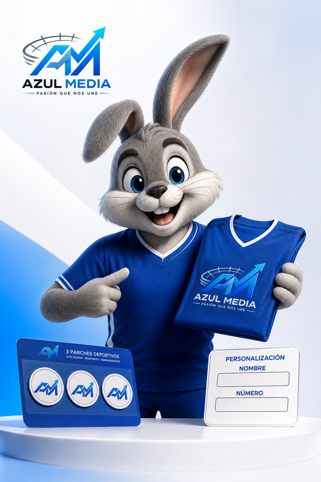 Paquete Jersey Personalizado Niño Azul Media